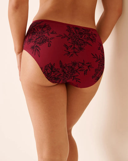 La Vie en Rose_Savvy Red Flowers_Microfiber Sleek Back High Waist Bikini Panty_20300460_P60419_02