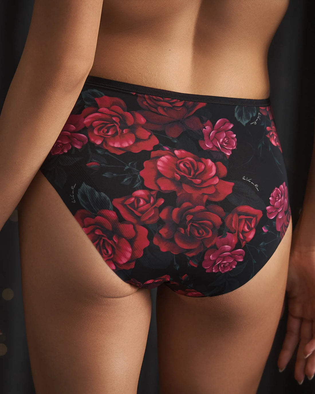 La Vie en Rose_Red Roses &amp; Lver_Microfiber Sleek Back High Waist Bikini Panty_20300463_P00479_01