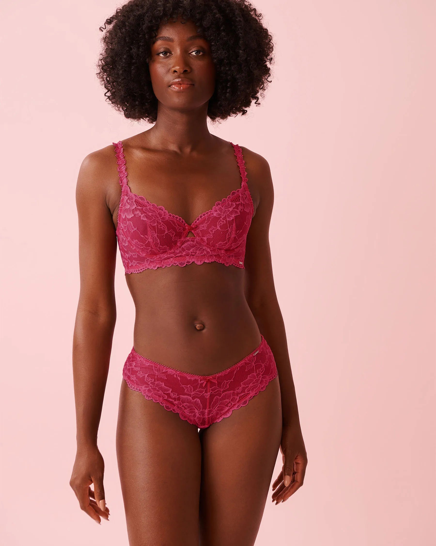 La Vie en Rose Fuchsia Rose Women Lace Garter Cheeky Panty SKU: 20300472_60228 Image 06