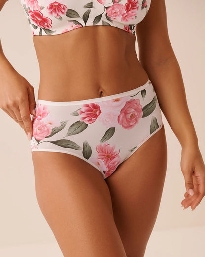 La Vie en Rose Snow White Flowers Women Microfiber Sleek Back High Waist Bikini Panty SKU: 20300495_P10585 Image 01