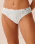 La Vie en Rose Blue & White Floral Embroidery Women Microfiber and Mesh Sleek Back Bikini Panty SKU: 20300502_P10586 Image 01