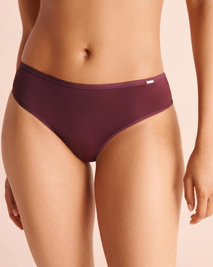 La Vie en Rose Burgundy Women Microfiber and Lace Sleek Back Bikini Panty SKU: 20300543_50062 Image 03