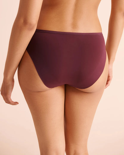 La Vie en Rose Burgundy Women Microfiber and Lace Sleek Back Bikini Panty SKU: 20300543_50062 Image 04