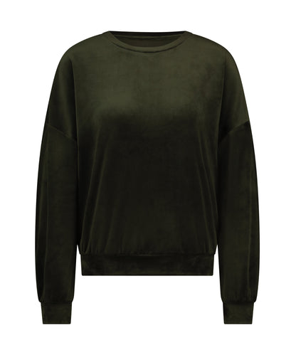 Top Long Sleeve Velours Crew_203326_Kombu Green_05