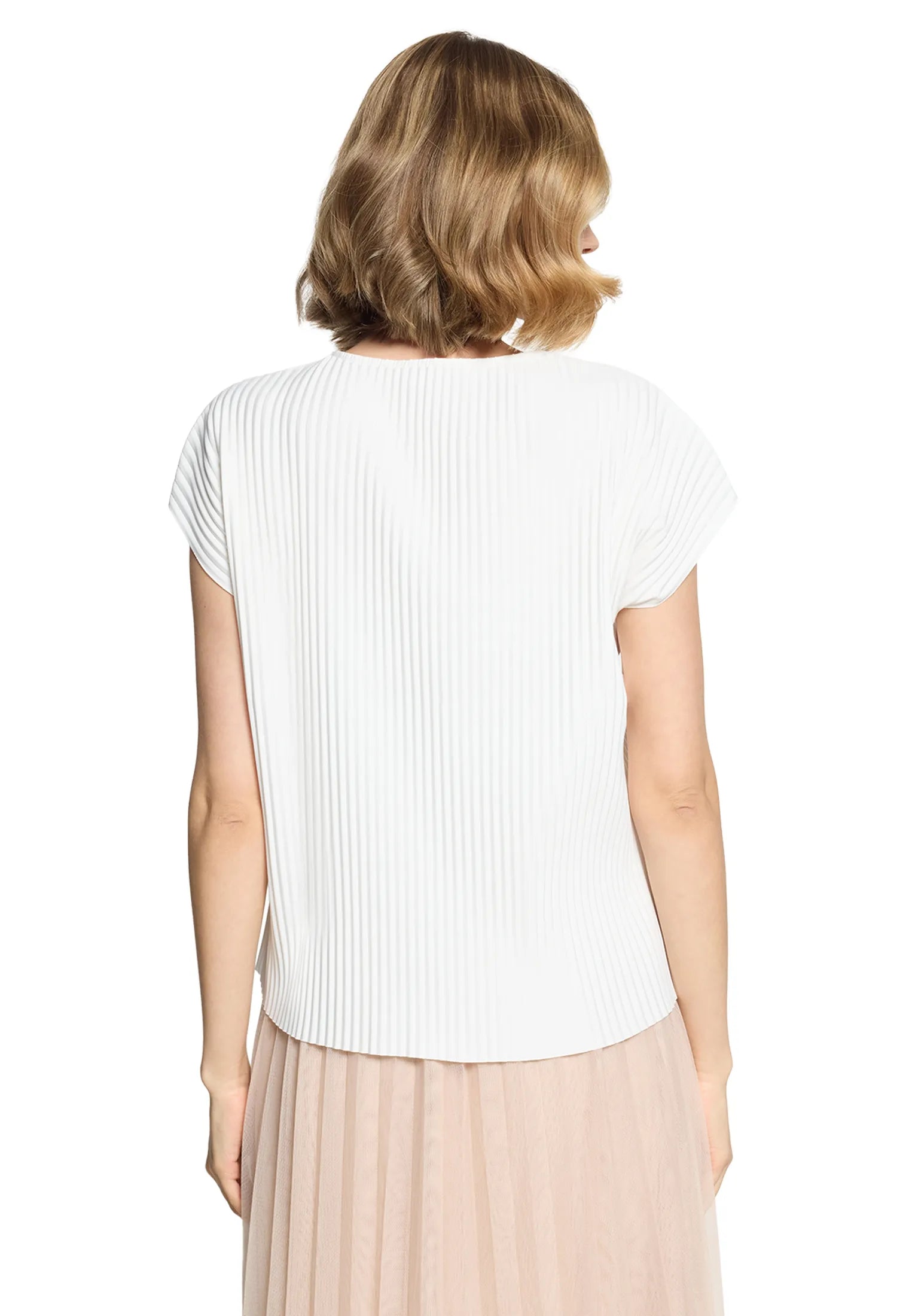 Betty Barclay Offwhite Women Short-Sleeved Pleated Shirt SKU: 2035-3185_1014 Image 04