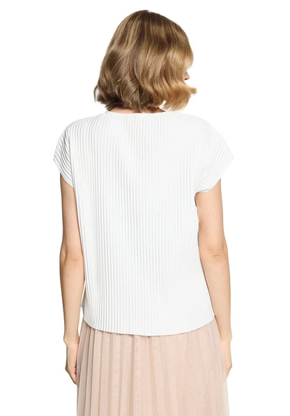 Betty Barclay Offwhite Women Short-Sleeved Pleated Shirt SKU: 2035-3185_1014 Image 04