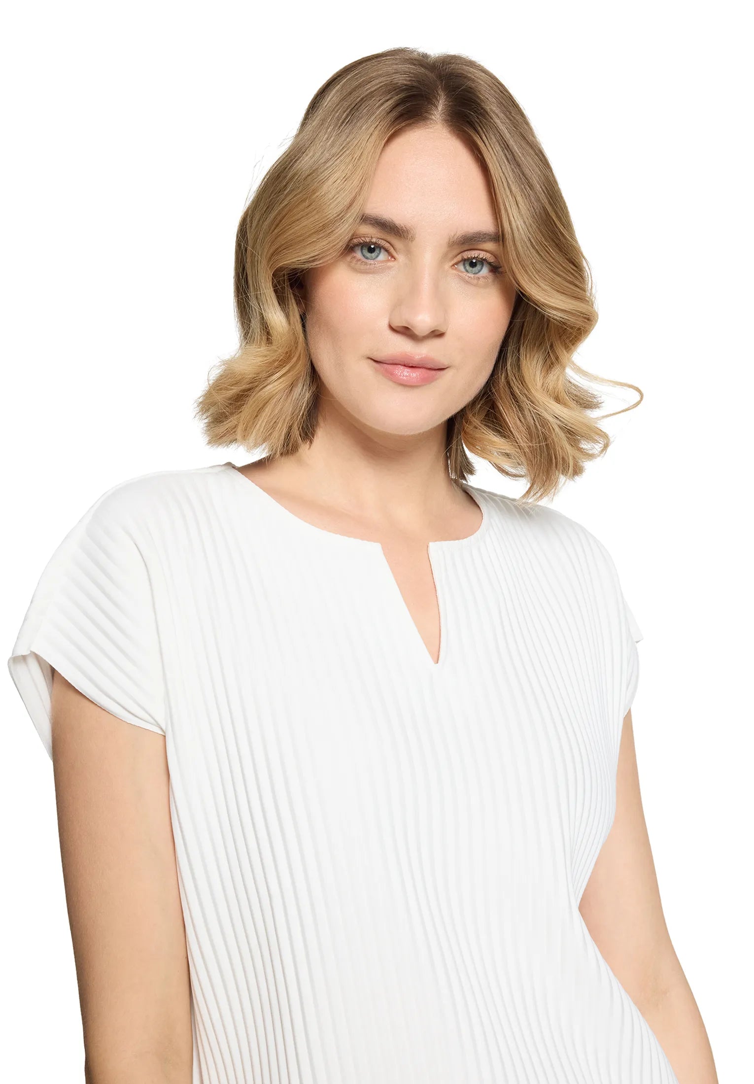 Betty Barclay Offwhite Women Short-Sleeved Pleated Shirt SKU: 2035-3185_1014 Image 06