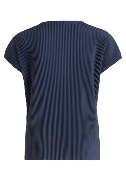 Betty Barclay Navy Blue Women Short-Sleeved Pleated Shirt SKU: 2035-3185_8543 Image 03