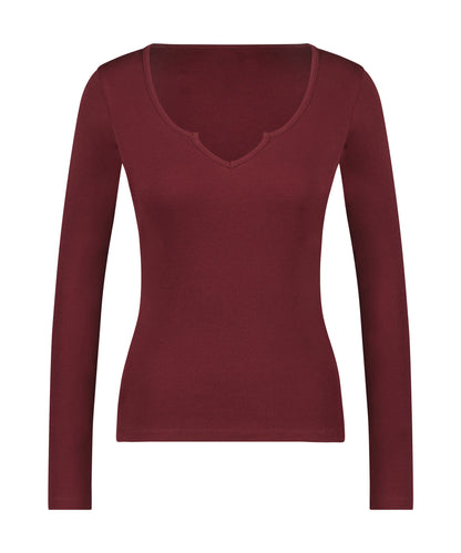 Top Long Sleeve Round V Neck_204171_Windsor Wine_05