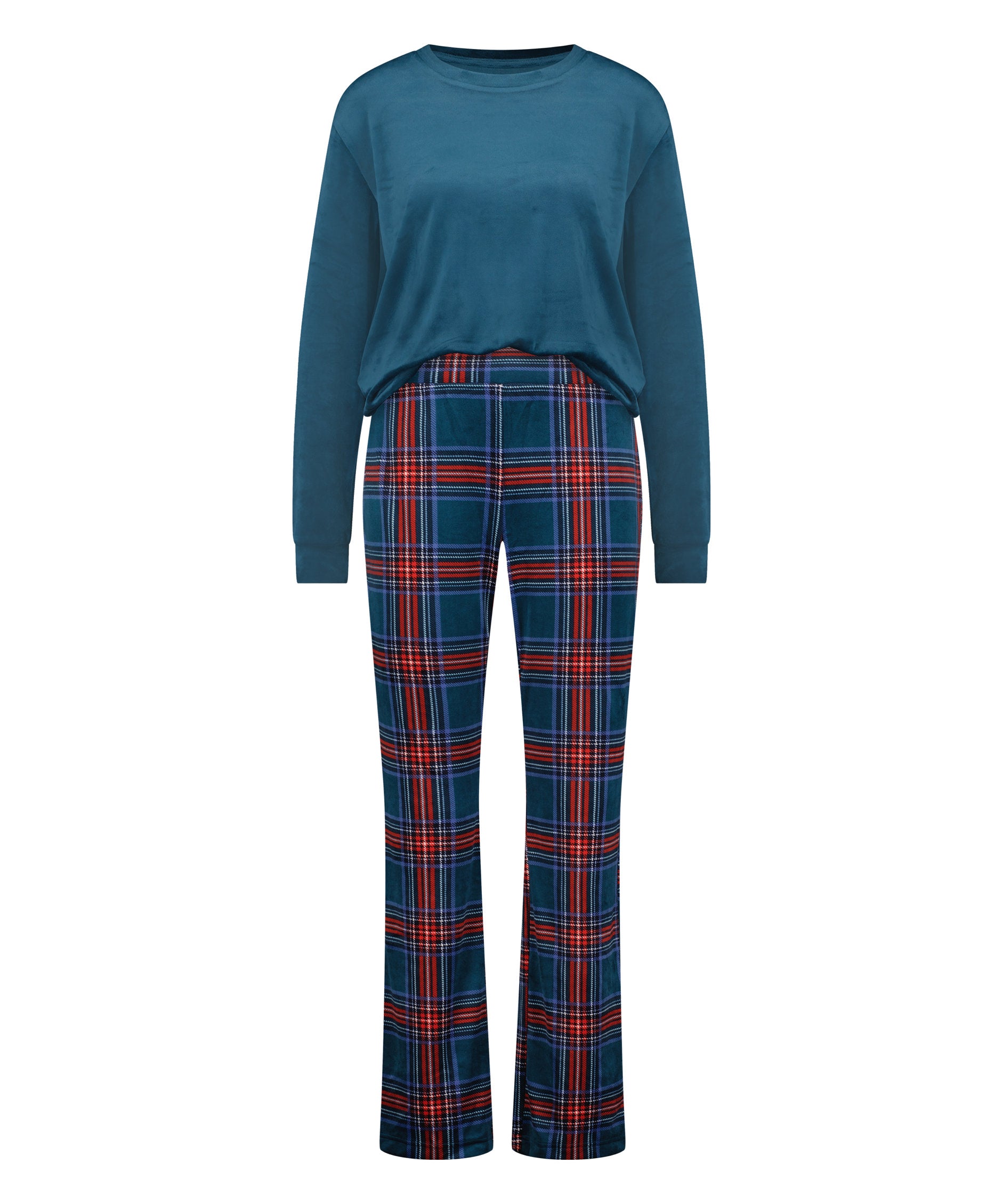 Pajama Set Velours Check_204214_Reflecting Pond_04