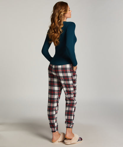 Pant Flannel Twill Check Cuff_204215_Gardenia_03