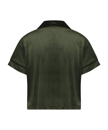 Short Sleeve Jacket Velours Piping_204238_Kombu Green_06