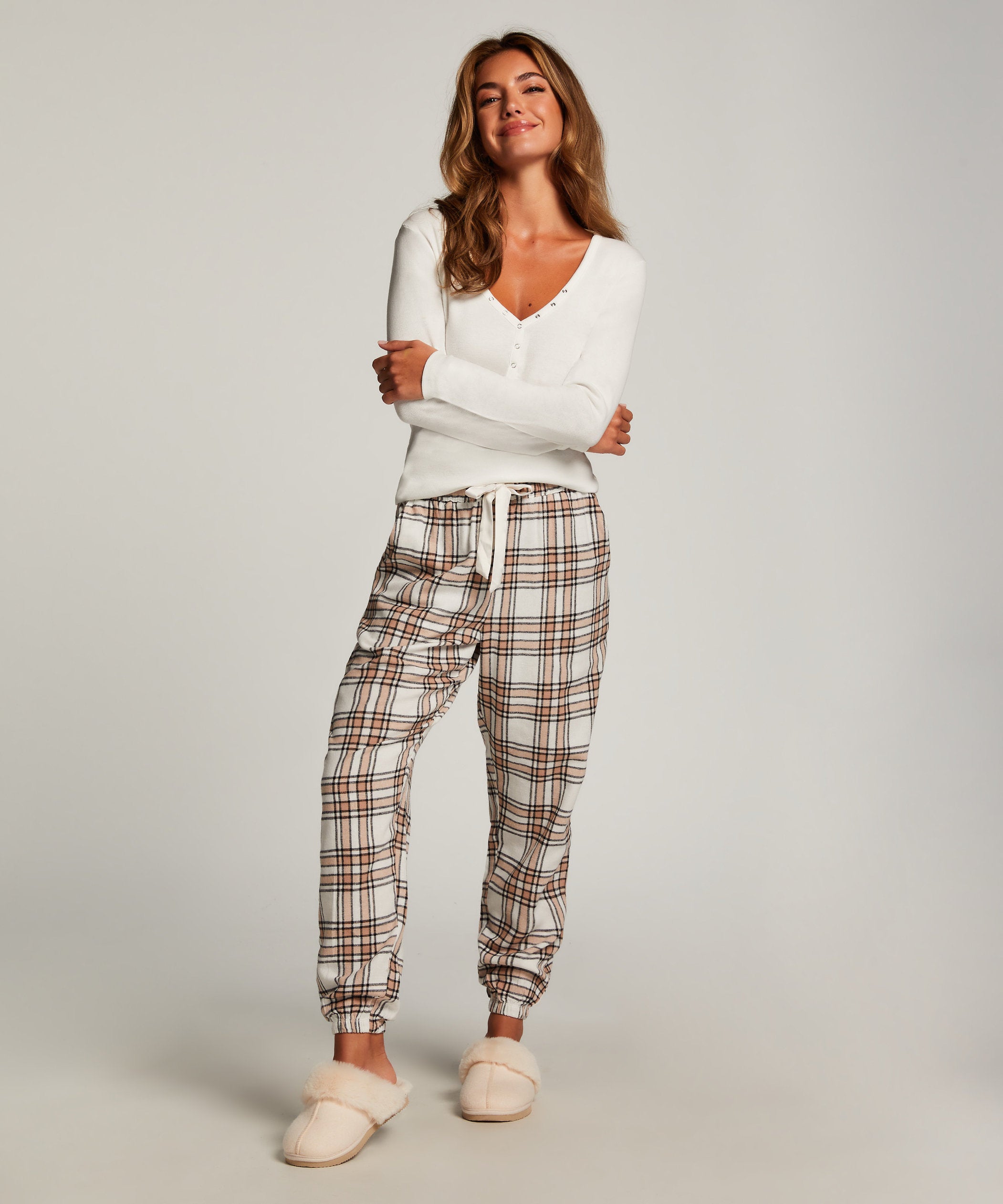 Pant Flannel Twill Check Cuff_204243_Oatmeal Melee_01