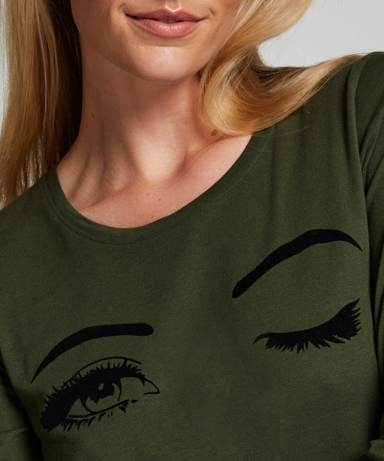 Nightie Long Sleeve R Neck Wink_204247_Kombu Green_02