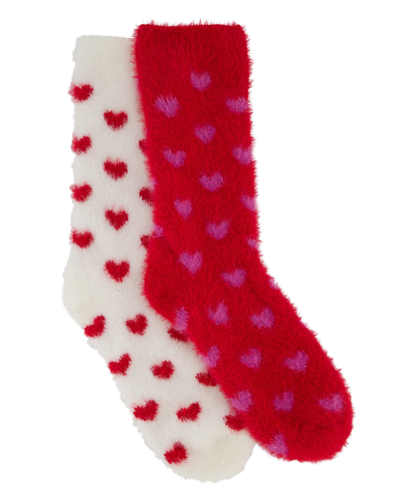 2P Contrast Heart Cosy Socks_204290_Cerise_02