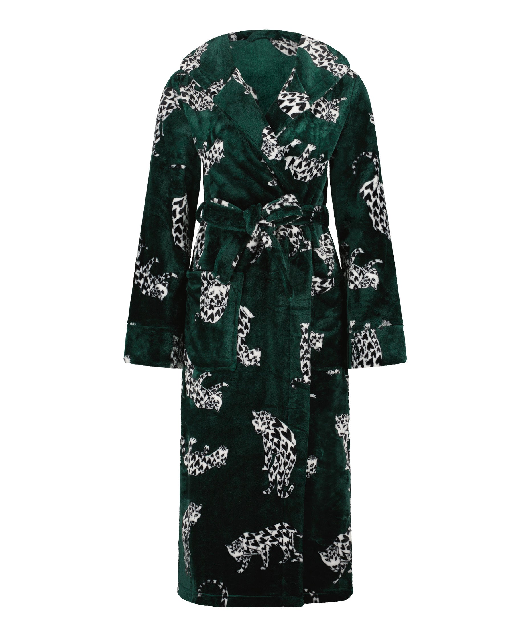 Robe Long Flannel Fleece Cats_204326_Alpine Green_04