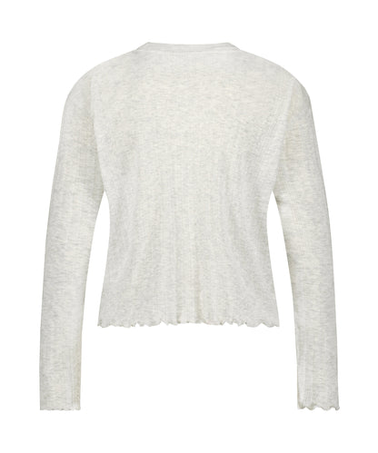 Hunkemoller_Pointelle Long-Sleeved Pyjama Top_204798_Oatmeal Melange_06