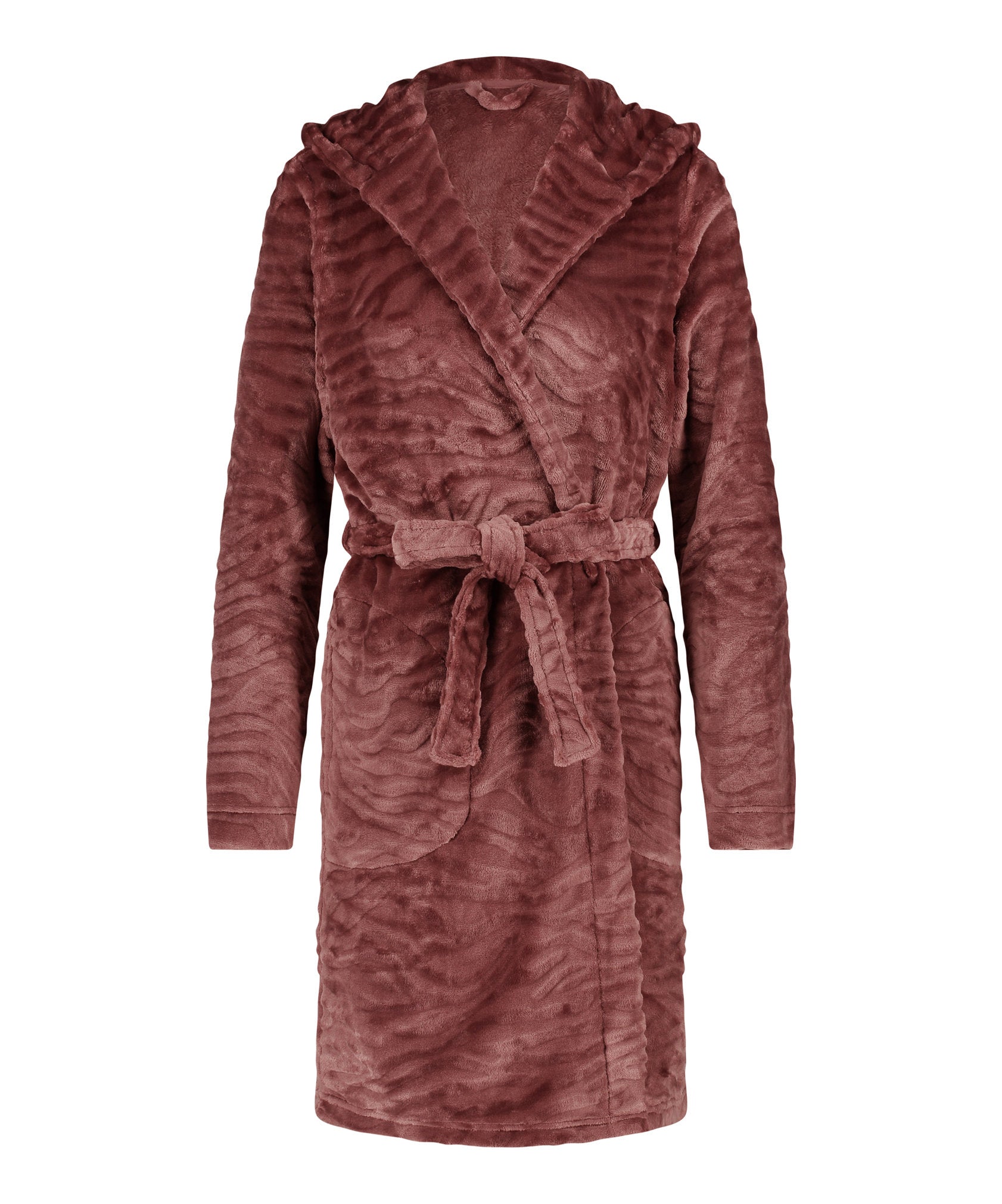Robe Short Fleece Zebra Emb_204936_Rose Brown_04