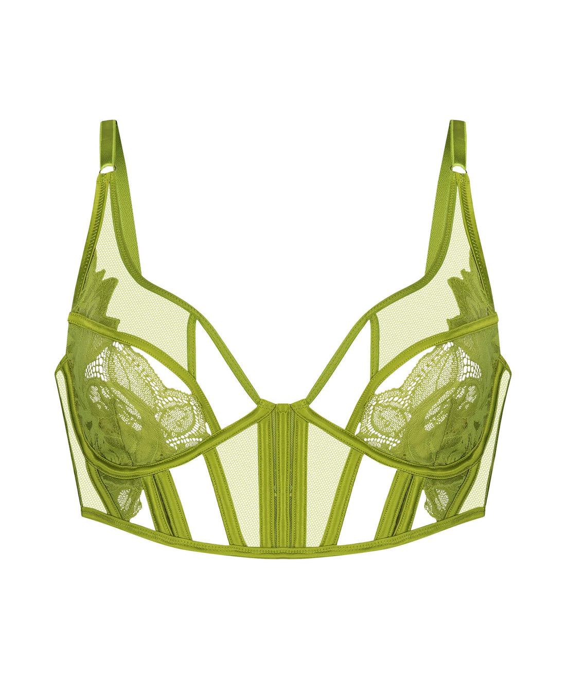 Billie Non-Padded Longline Underwired Bra in Different Cup Sizes_206175_Lima Bean Green_01