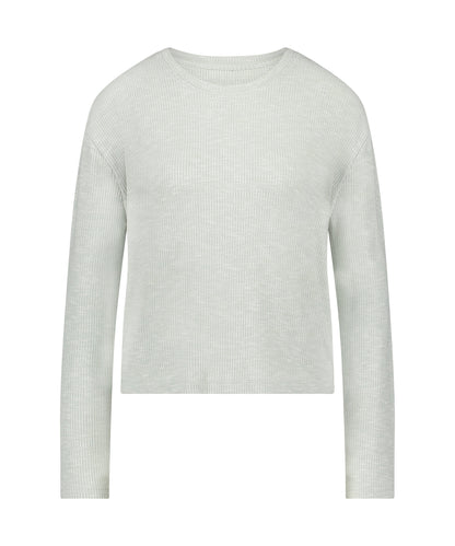 Hunkemoller_Long-Sleeved Pyjama Top_206516_Granite Green_05