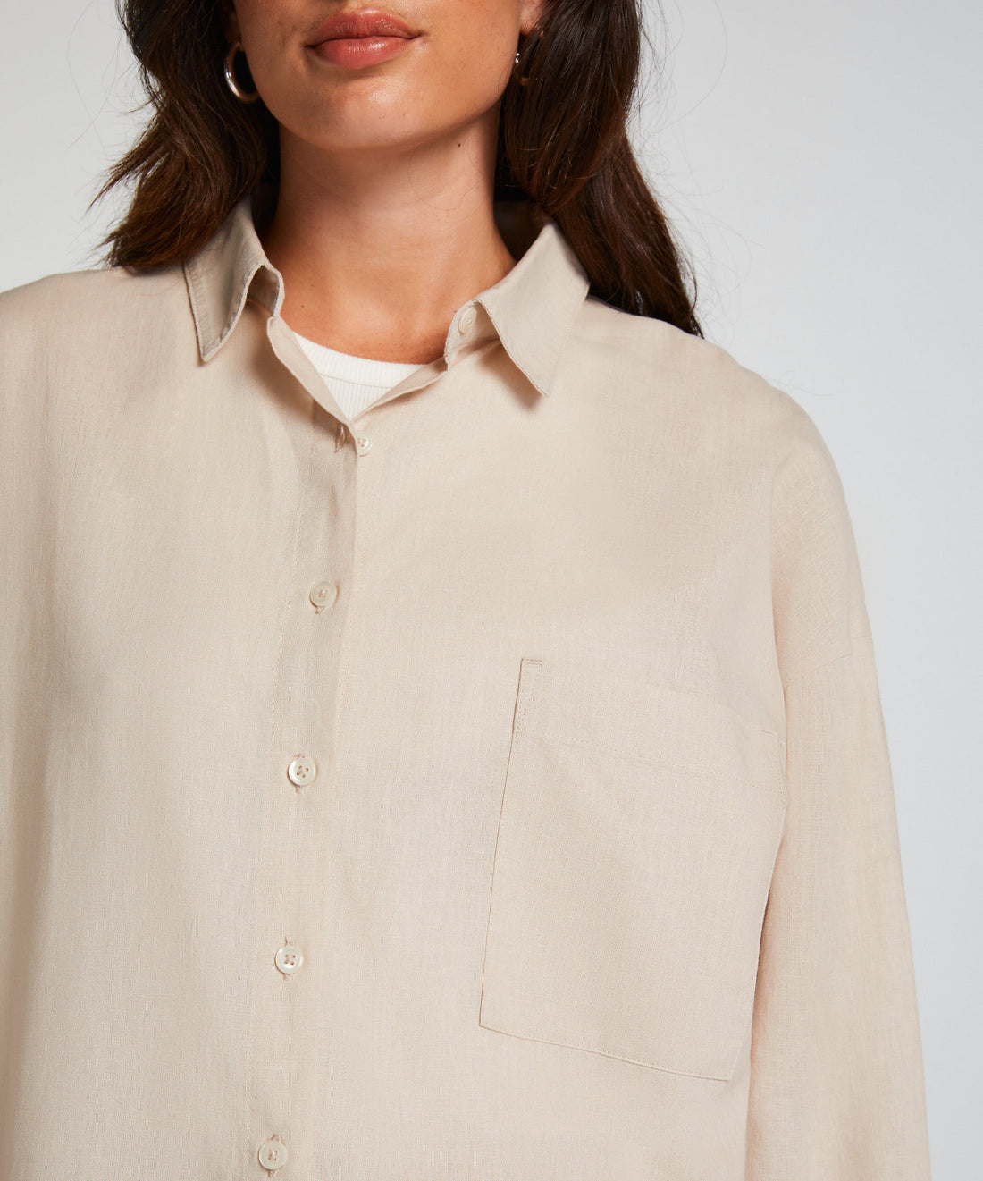 Linen Pyjama Top_206532_Almond Peach_02