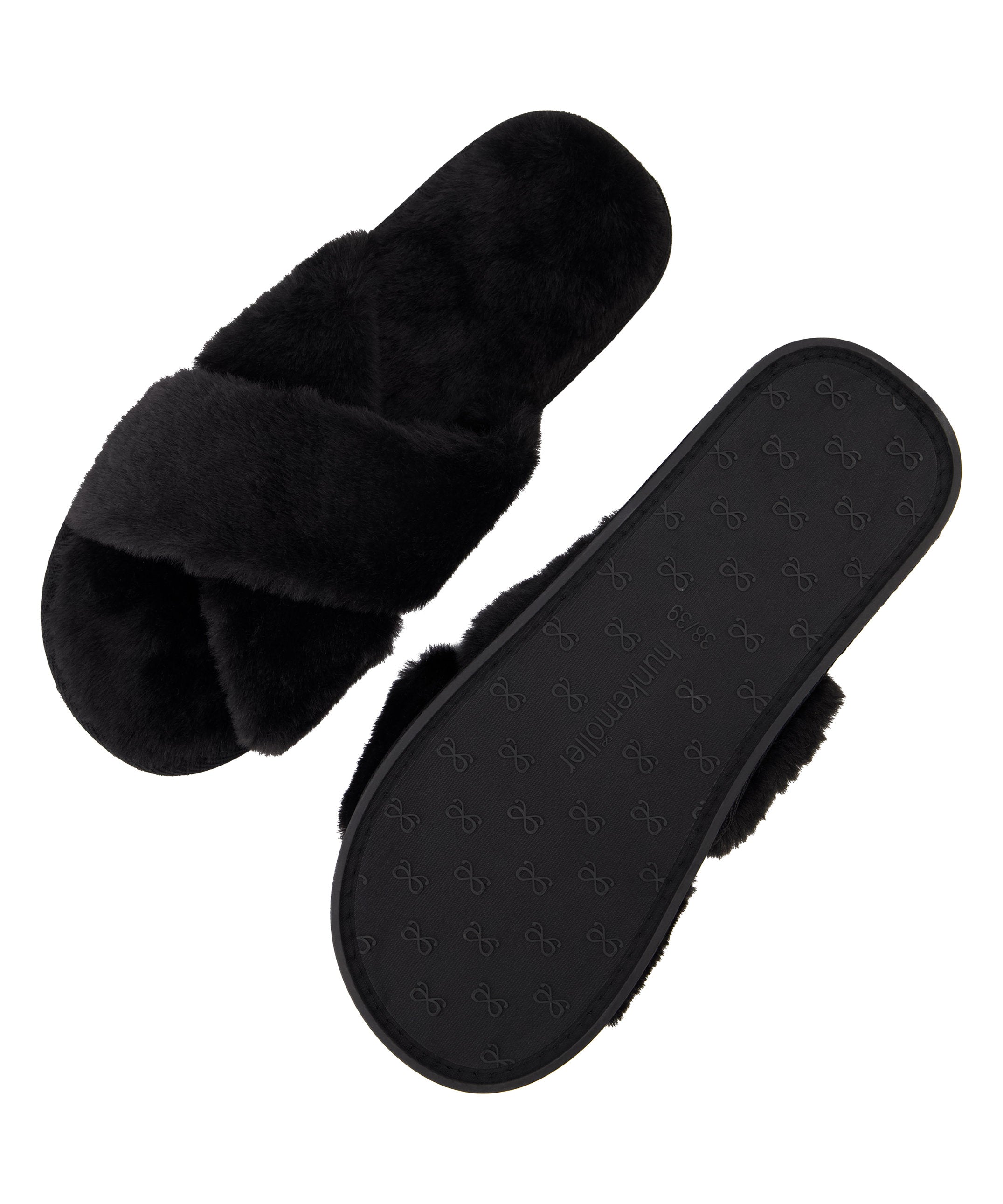 Crossed Fake Fur Slippers_206835_Black_02