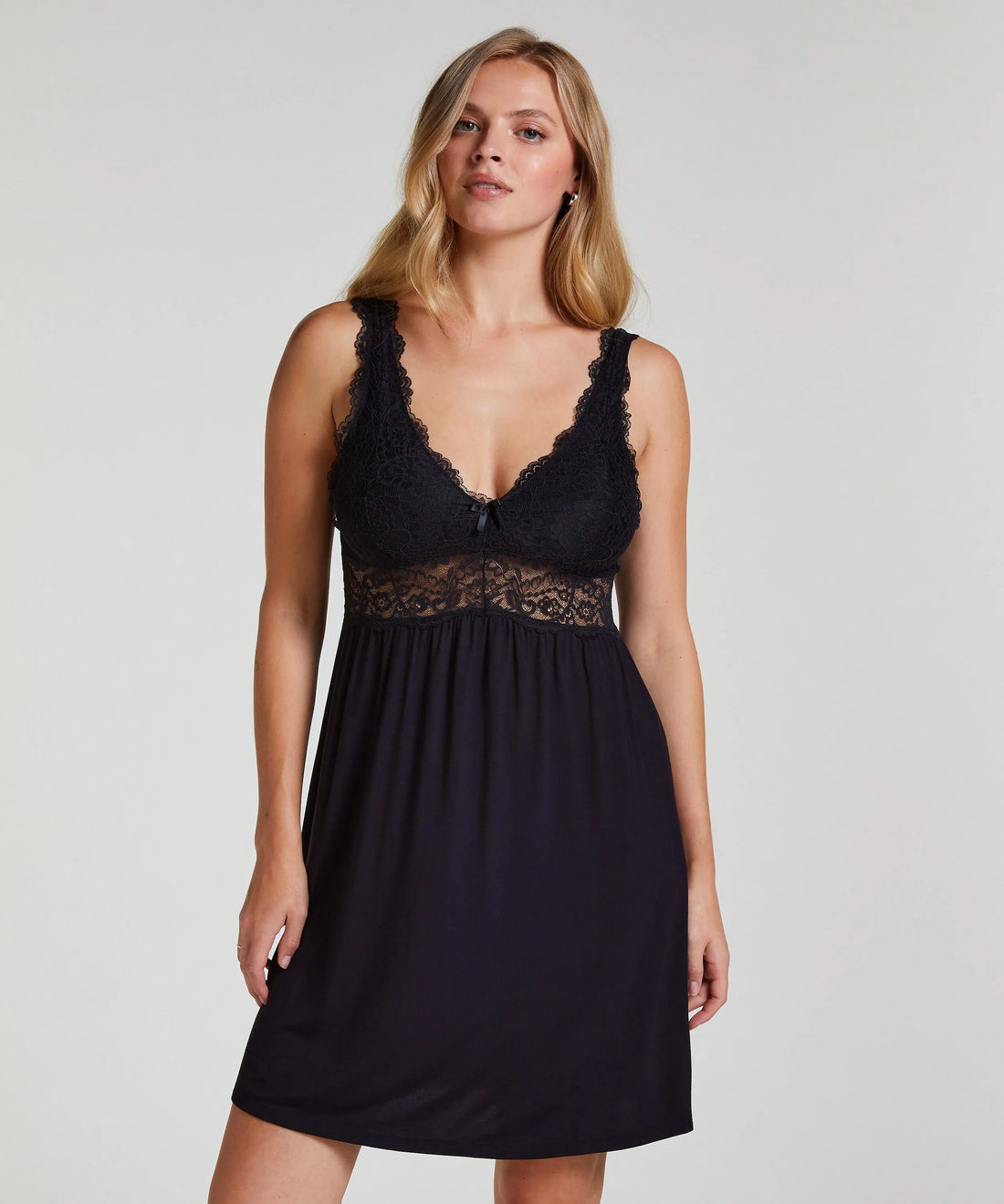 Hunkemoller Black Women Nora Lace Slip Dress SKU: 207083_Black Image 01
