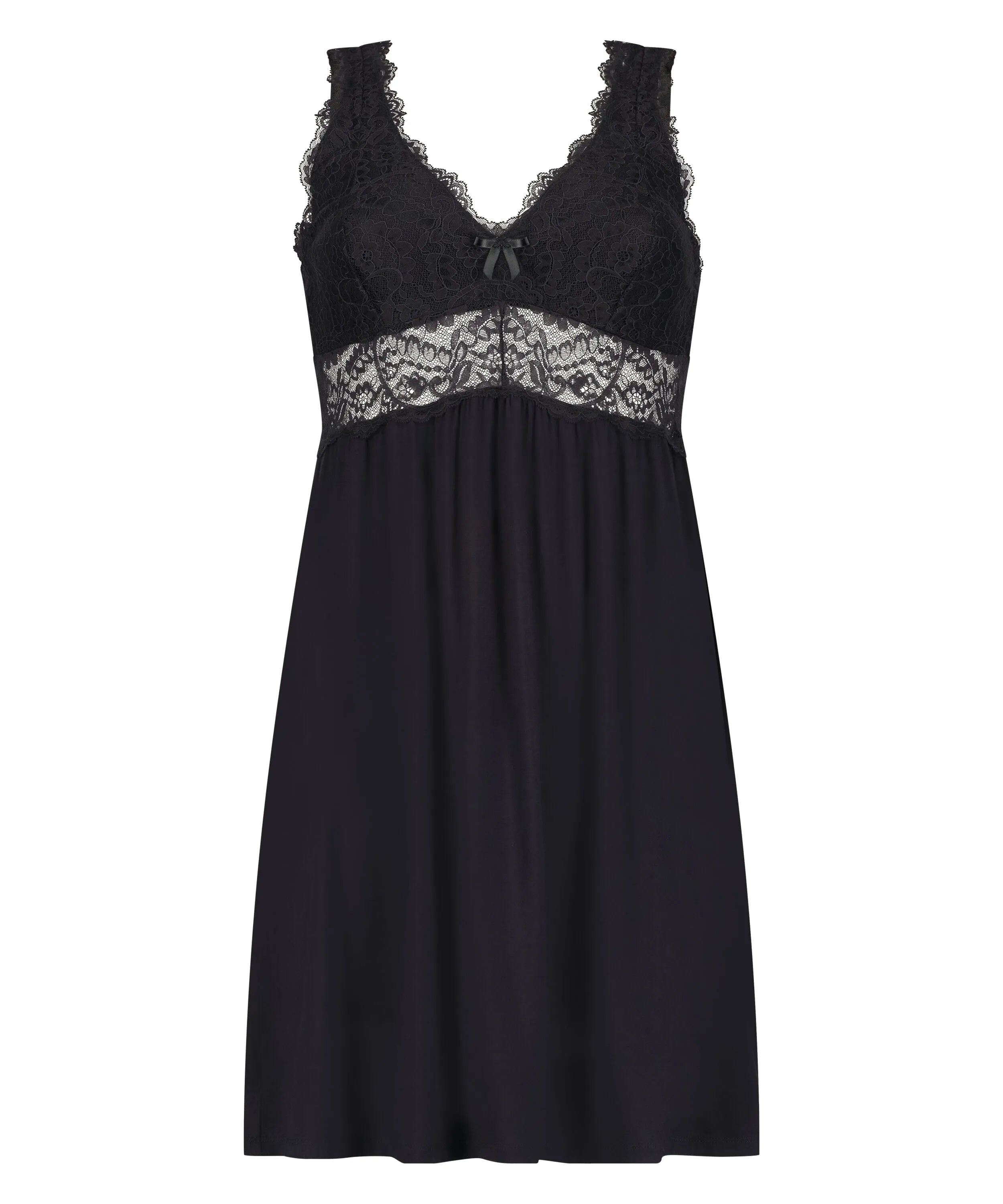 Hunkemoller Black Women Nora Lace Slip Dress SKU: 207083_Black Image 04