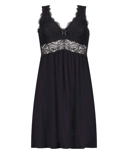 Hunkemoller Black Women Nora Lace Slip Dress SKU: 207083_Black Image 04