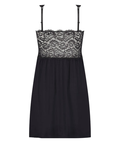 Hunkemoller Black Women Nora Lace Slip Dress SKU: 207083_Black Image 05