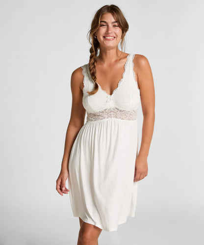 Hunkemoller White Women Nora Lace Slip Dress SKU: 207218_White Image 02