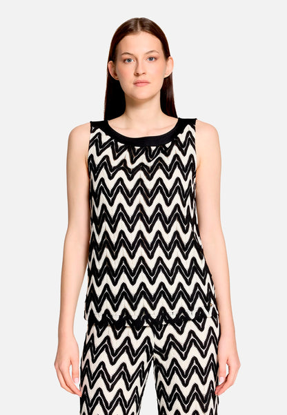 Betty Barclay Black/Cream Women Textured Sleeveless Shirt SKU: 2107-3376_9812 Image 01
