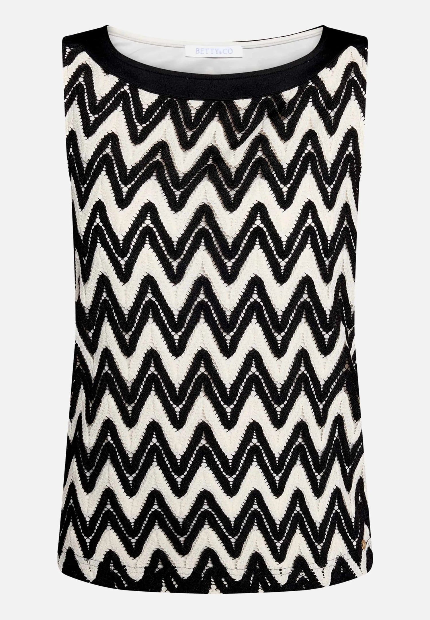 Betty Barclay Black/Cream Women Textured Sleeveless Shirt SKU: 2107-3376_9812 Image 04