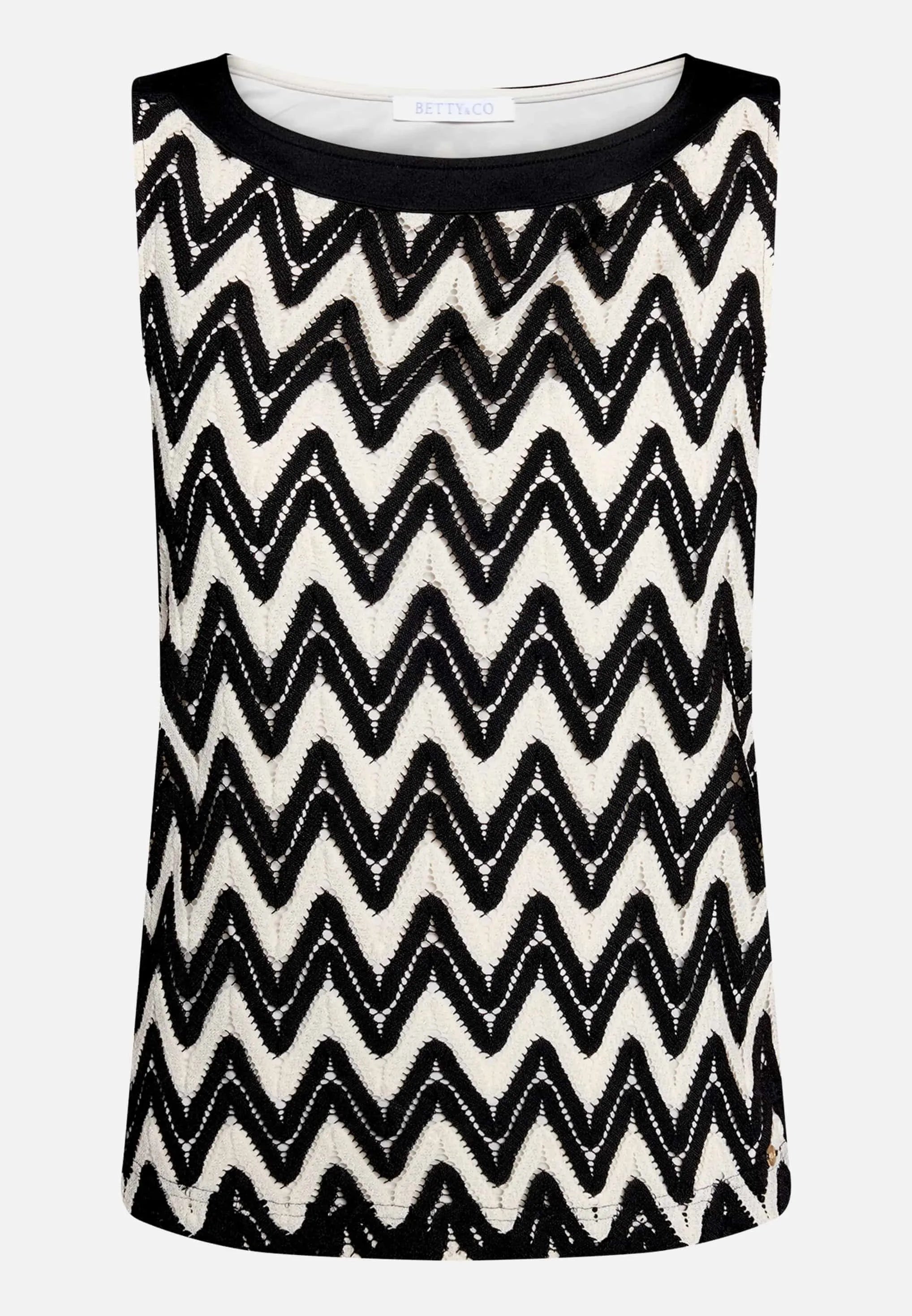 Betty Barclay Black/Cream Women Textured Sleeveless Shirt SKU: 2107-3376_9812 Image 04