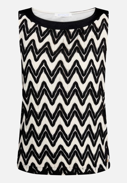 Betty Barclay Black/Cream Women Textured Sleeveless Shirt SKU: 2107-3376_9812 Image 04