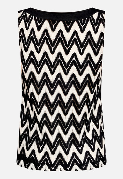 Betty Barclay Black/Cream Women Textured Sleeveless Shirt SKU: 2107-3376_9812 Image 05