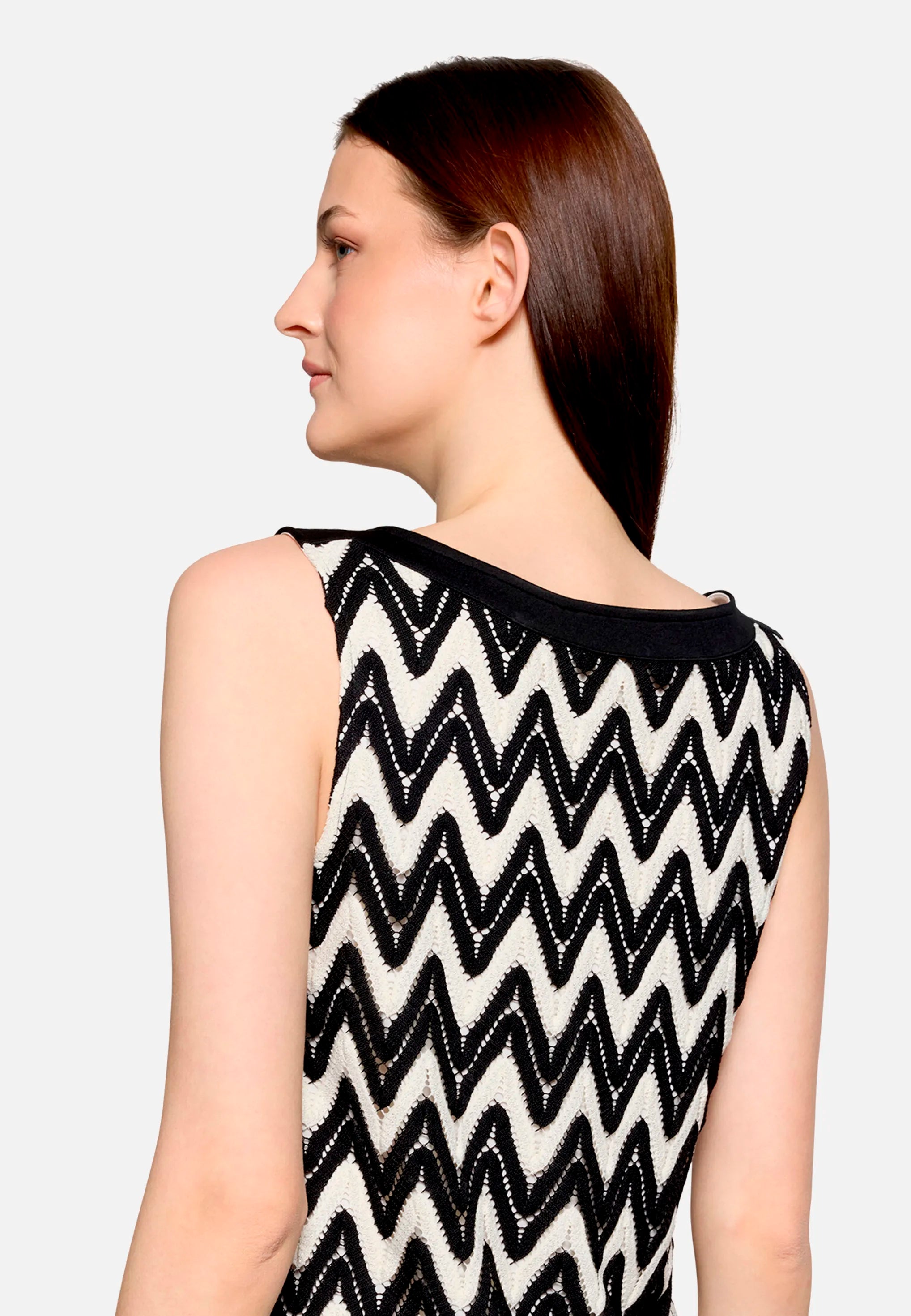 Betty Barclay Black/Cream Women Textured Sleeveless Shirt SKU: 2107-3376_9812 Image 06