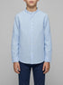 Springfield Blue Boys Linen Mandarin Collar Shirt SKU: 2123001_14 Image 00