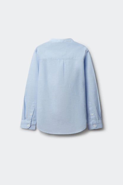 Springfield Blue Boys Linen Mandarin Collar Shirt SKU: 2123001_14 Image 02