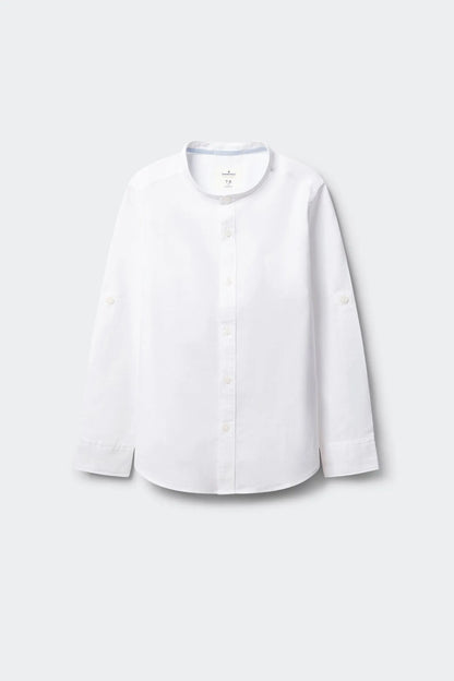 Springfield White Boys Linen Mandarin Collar Shirt SKU: 2123001_99 Image 01
