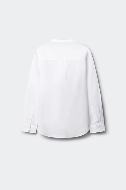 Springfield White Boys Linen Mandarin Collar Shirt SKU: 2123001_99 Image 02