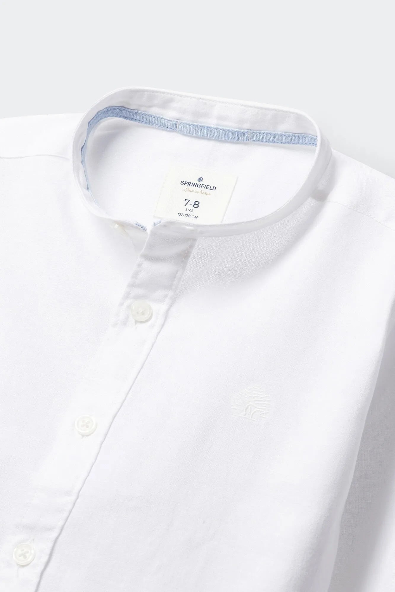 Springfield White Boys Linen Mandarin Collar Shirt SKU: 2123001_99 Image 03