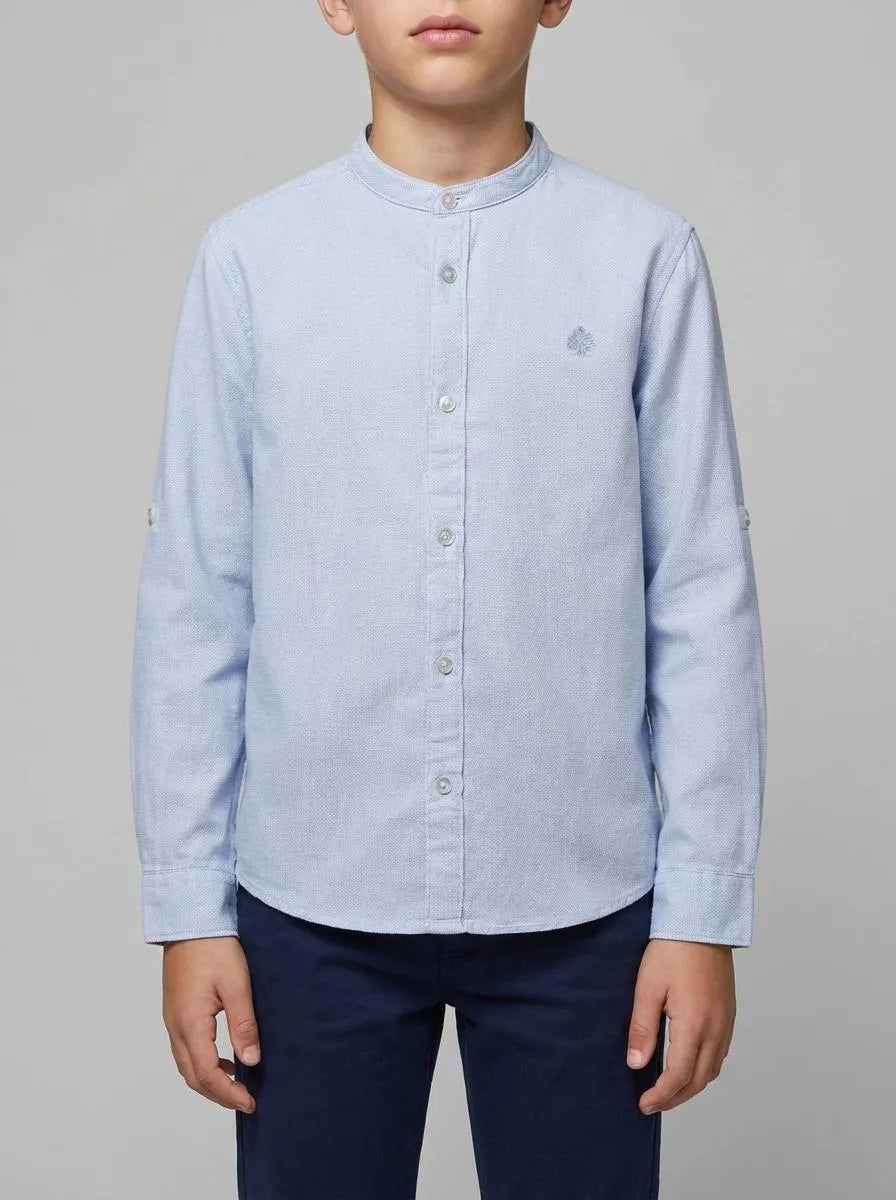 Springfield Blue Boys Trevi Mandarin Collar Shirt SKU: 2123004_15 Image 00