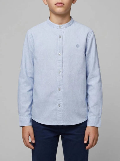 Springfield Blue Boys Trevi Mandarin Collar Shirt SKU: 2123004_15 Image 00