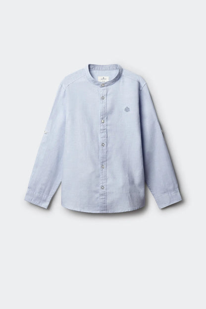 Springfield Blue Boys Trevi Mandarin Collar Shirt SKU: 2123004_15 Image 01