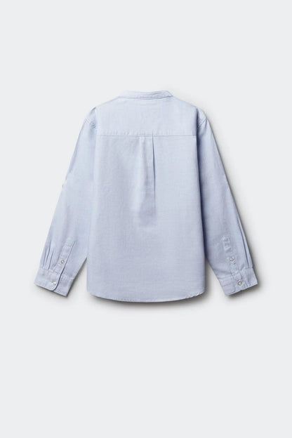 Springfield Blue Boys Trevi Mandarin Collar Shirt SKU: 2123004_15 Image 02