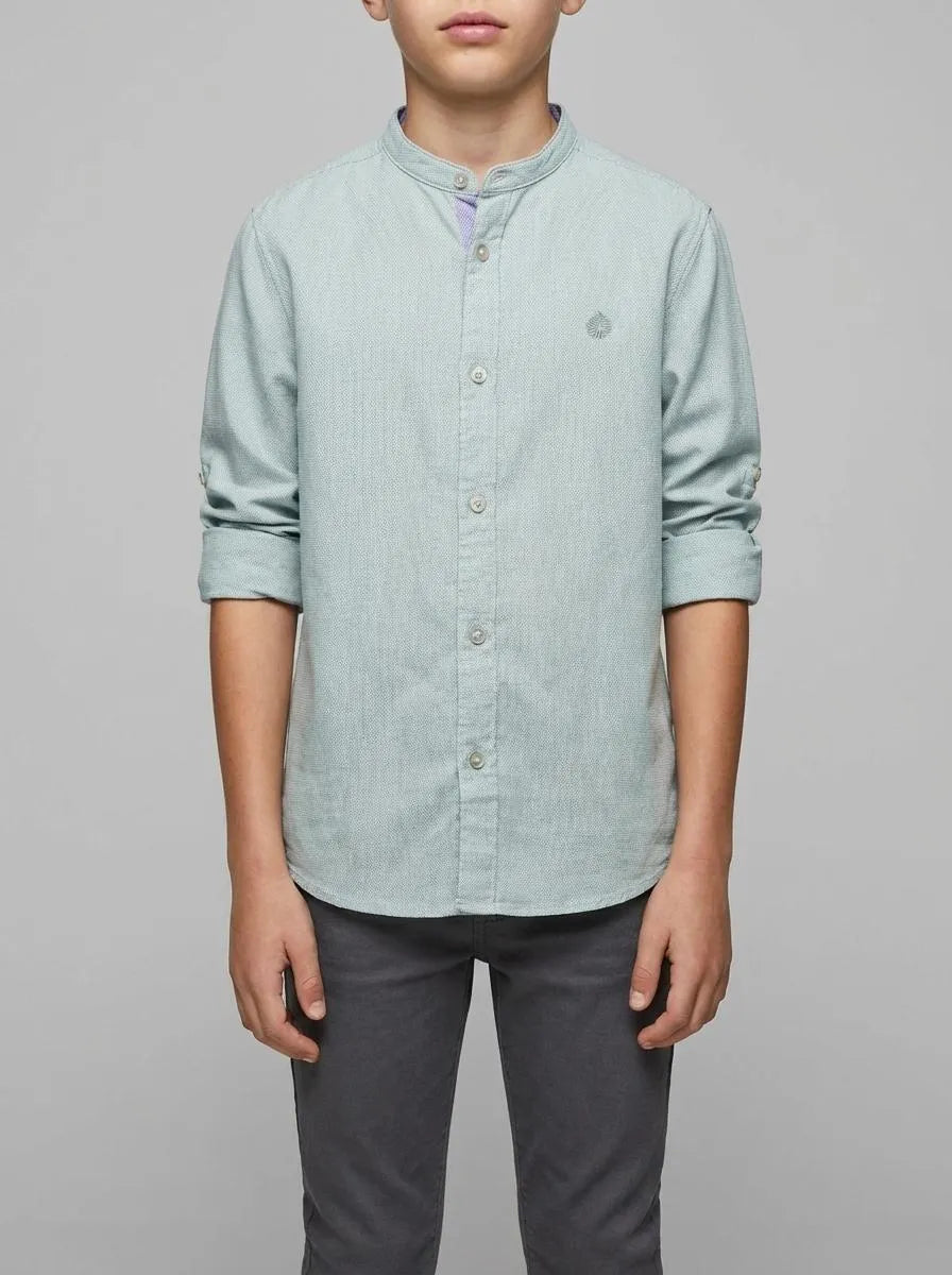Springfield Green Boys Trevi Mandarin Collar Shirt SKU: 2123004_25 Image 00