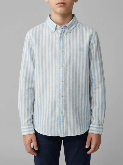Springfield Blue Boys Slub Cotton Shirt SKU: 2123006_16 Image 00