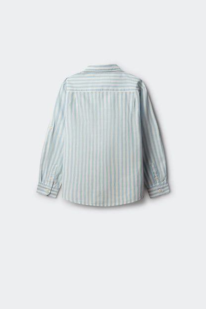 Springfield Blue Boys Slub Cotton Shirt SKU: 2123006_16 Image 02