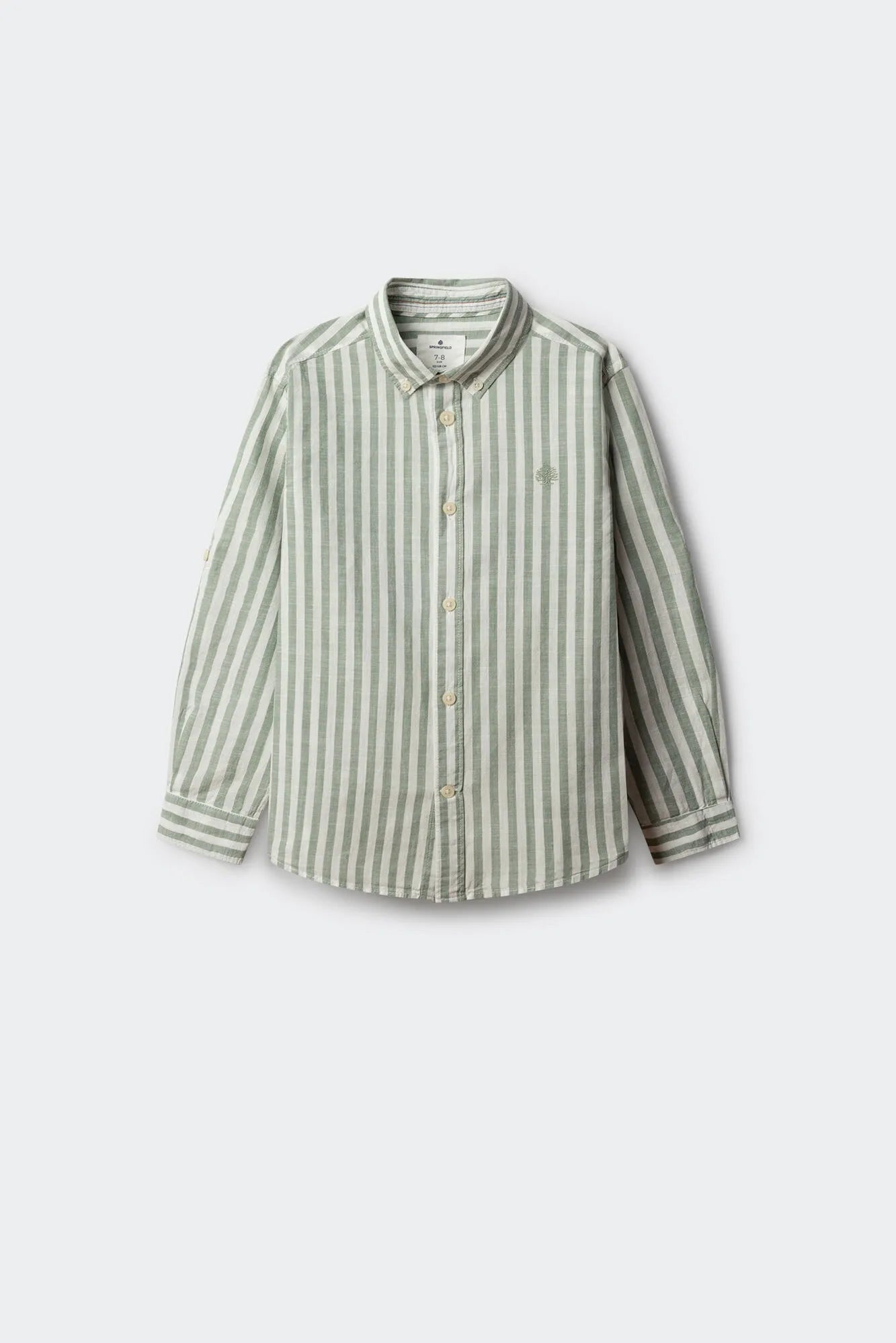 Springfield Green Boys Slub Cotton Shirt SKU: 2123006_22 Image 01